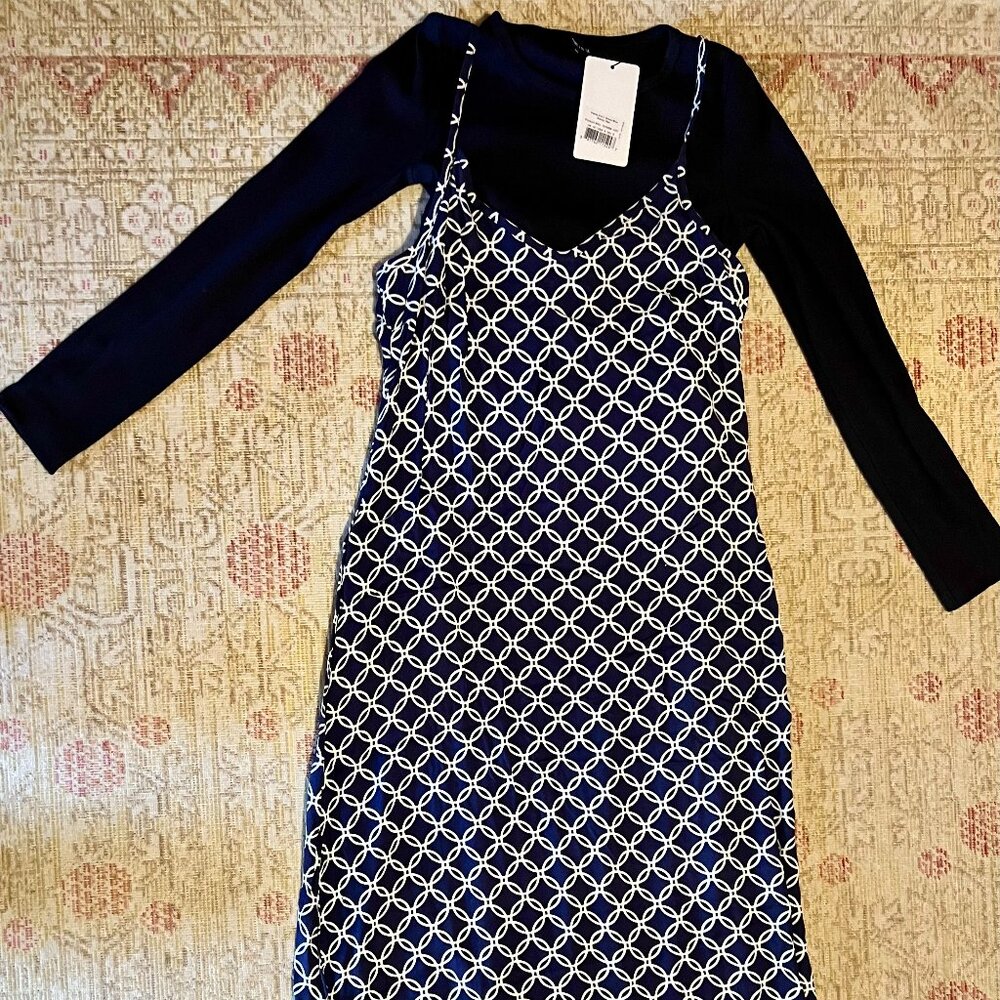 Saint and Sophia 2 in 1 Dress, Navy Blue, 6, NWT